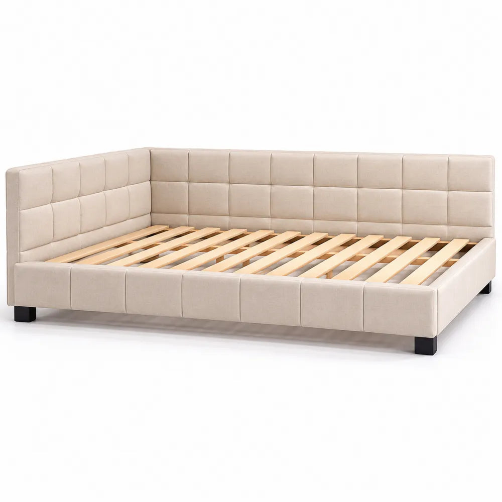 Eckbett Stoff Beige 200x140 cm