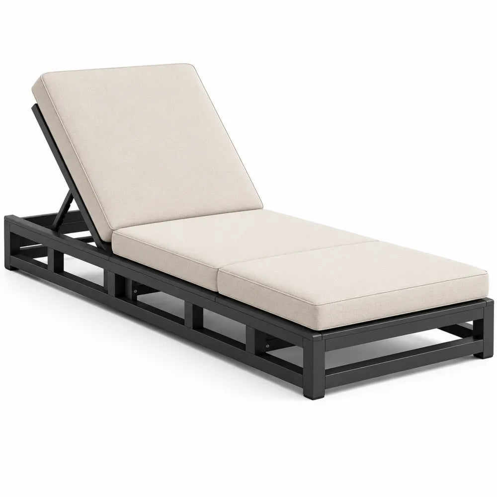 Gartenliege Aluminium mit Polyesterpolster Beige