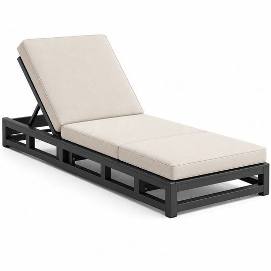 Gartenliege Aluminium mit Polyesterpolster Beige