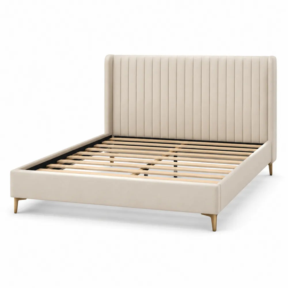 Doppelbett Beige Kunstleder 200x160 cm