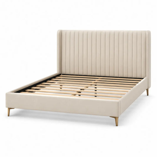 Doppelbett Beige Kunstleder 200x160 cm