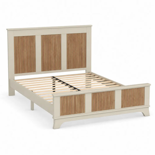 Holzbett Doppelbett 200x180cm Massivholz Eiche Beige/Natur