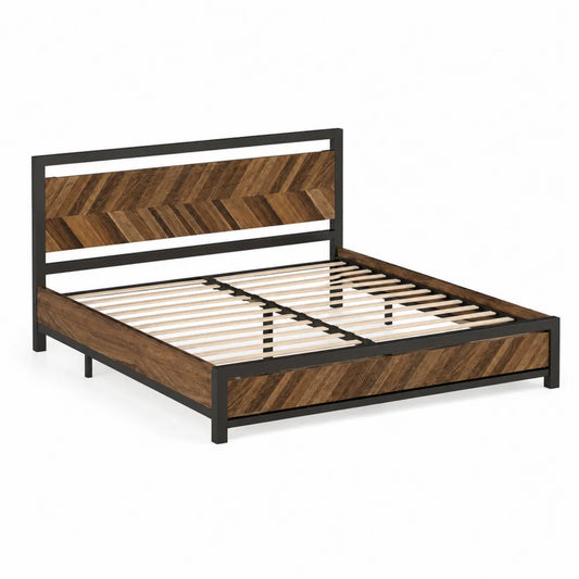 Doppelbett Holzoptik Metallrahmen 200x180 cm
