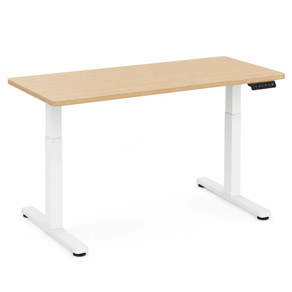 Höhenverstellbarer Schreibtisch Holz Weiß 140cm