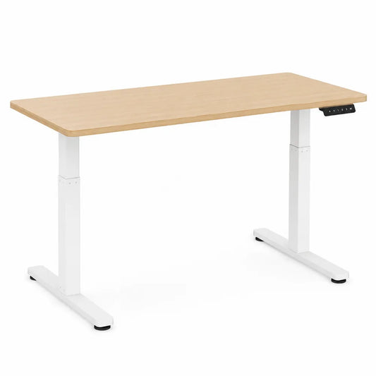 Höhenverstellbarer Schreibtisch Holz Weiß 140cm